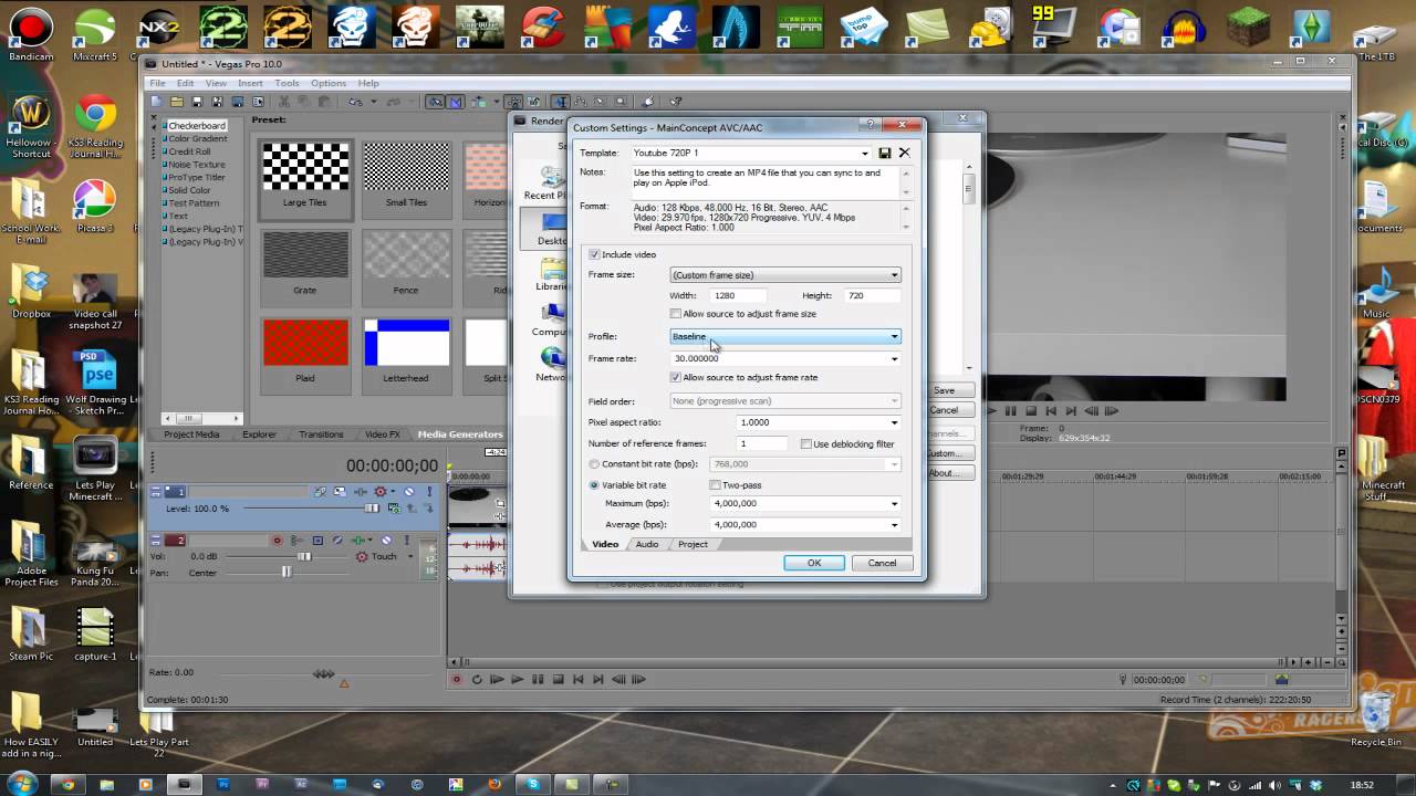 Small File Size - HD - Sony Vegas Render Settings