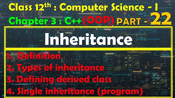 12th Computer Science - I : Chapter 3 : C++ | OOP | Inheritance | Types | Single Inheritance (prgm)