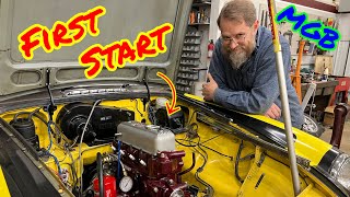 MGBGT performance engine rebuild… it goes in…and first start
