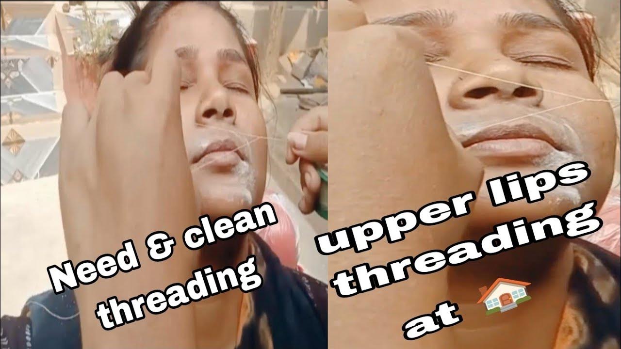 How to do upper lips threading at home 🏠 // ପାର୍ଲର ଭଳିଆ threading ଘରେ