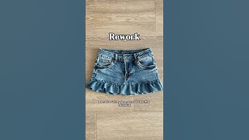 Remake skinny jeans into Y2K ruffle miniskirt tutorial! #remake #upcycledclothing #rework #sewing