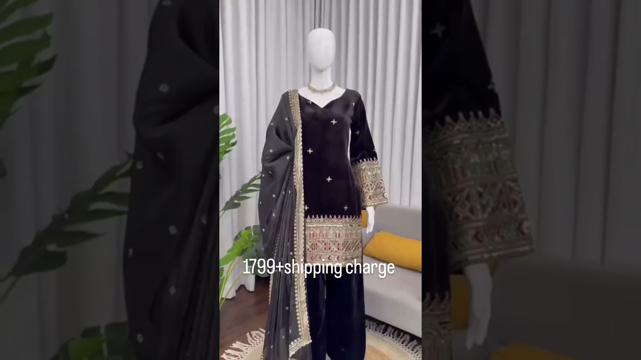 *Fabric*:Havy Velvet  • *Lining*: Soft Micro Inner • *Work*: Intricate Coding with Sequnce work