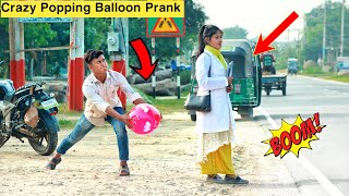 Crazy Popping Balloon Prank on cute Girl | Popping Balloons with Public Reaction | By  ComicaL TV