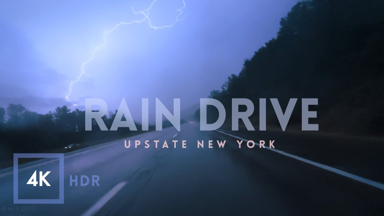 Rainy Drive Through Upstate New York – Thunder, Lightning & Sunset Drive Binaural Audio