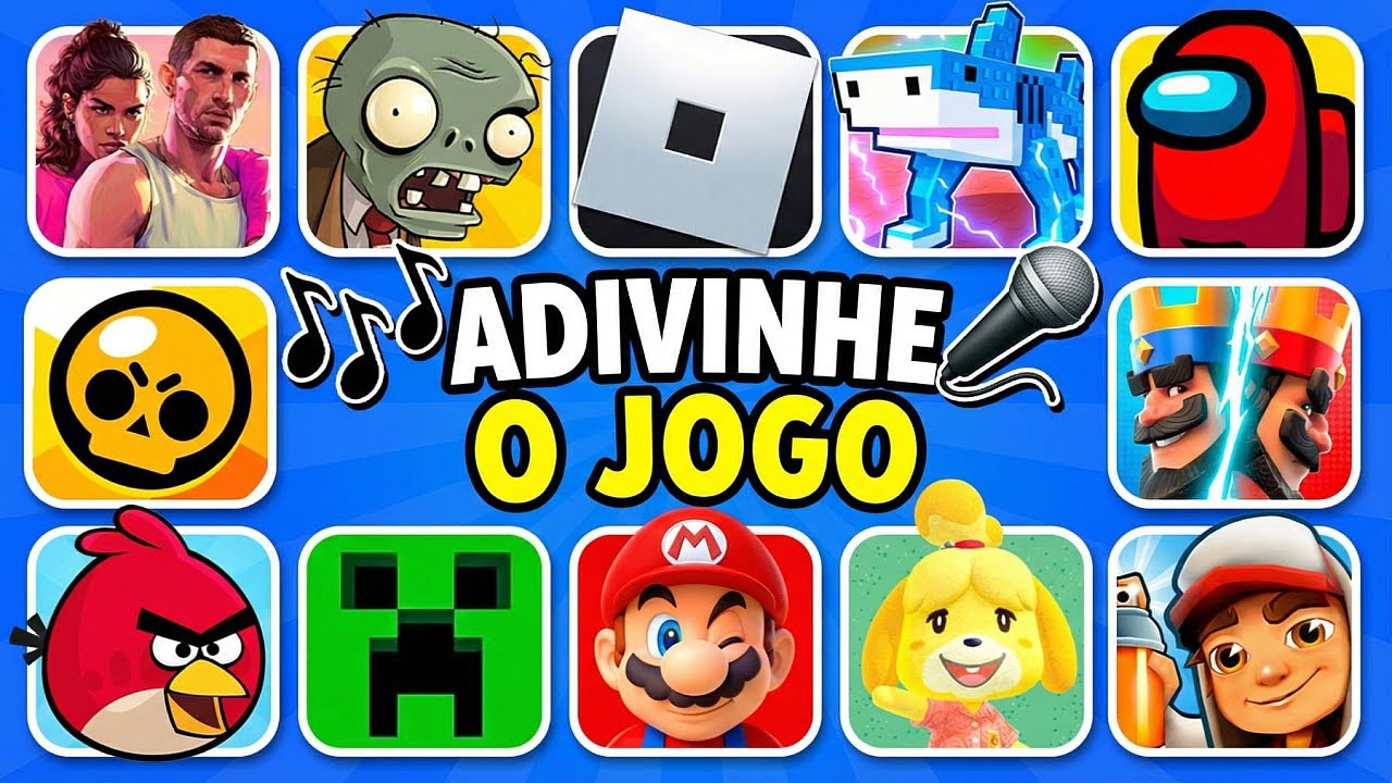 Adivinhe o JOGO pelo EMOJI + MÚSICA 😄🎵 GTA VI, Roblox, Minecraft, Among Us 🕹️