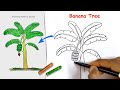 How to Draw a Banana Tree for Beginners | Banana tree drawing with Oil Pastel