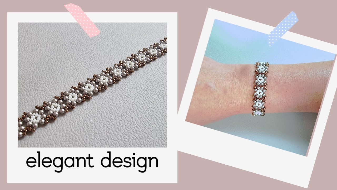 DIY 비즈 스티치 팔찌/Beads stich bracelet/Elegant design - YouTube