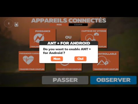 Activer réception Ant + sur son smartphone pour l'application Zwift