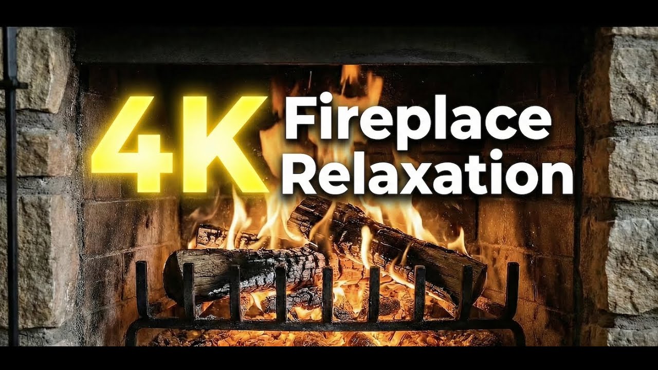 4K Cozy Fireplace with Crackling Fire Sounds & Relaxing Music 🎶🔥 (Sleep, Study, Focus)