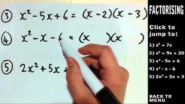 Factorising Quadratic Expressions