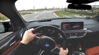 BMW X3 M 2022 Competition POV test drive | Engine Exhaust Sound | ASMR interior quality 4K | BMW X3M