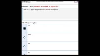 EDU 402 Curriculum Development  Quiz No.4 SP2021