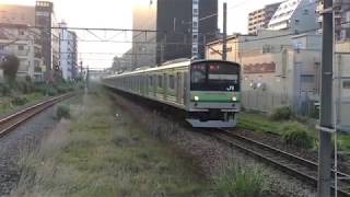 横浜線 205系 H27編成(元ヤテ車)淵野辺駅発着シーン (発車メロディー付き)