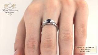 Diamantringe - RDS528W - 18kt Weissgold Ring mit einem runden Saphir und Tropfen-Schliff Diamanten