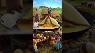 Tiny Village Ladies Make a Giant Cheese Omlate 😱🔥 #shorts