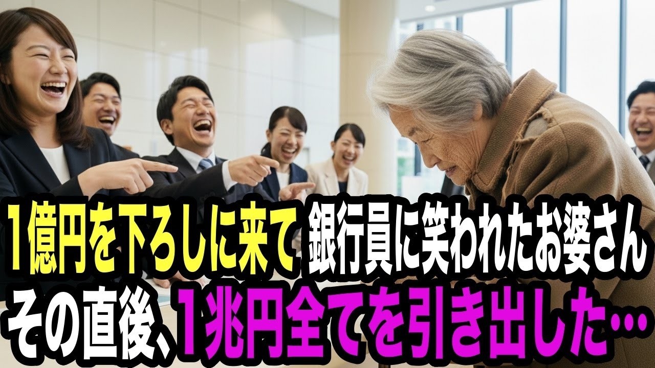 1億円を下ろしに来て銀行員に笑われたお婆さん。突如1兆円を引き出した瞬間、銀行は阿鼻叫喚のパニックに…