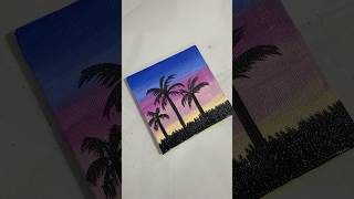 Easy Acrylic Canvas Painting ✨🌴🌅#painting #artist #subscribe #canvasart #shorts #viral #trending