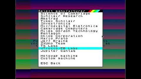 ZEsarUX emulator - mapped colours menu