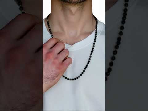 Men's Deep Purple & Dark Green Gemstone Necklace #Men's Necklace #Men'sFashion