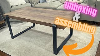 Unboxing & Assembling the FOLUBAN Rustic Coffee Table (Amazon Furniture Build)