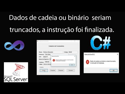 Dados de cadeia ou binário seriam truncados