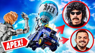 Dropping from the FORTNITE BUS in APEX LEGENDS RANKED (ft. DrDisrespect \& CouRage)