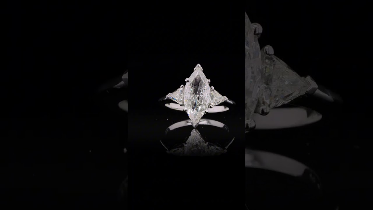 Three Stones Marquise Cut Diamond Engagement Ring - Orogem Jewelers