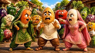 Aloo Ki Do Do Biwiyan Emotional Vegetable Cartoon Story Urdu Hindi Cartoon Story