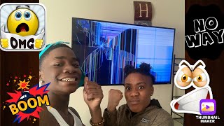 BROKEN TV PRANK!!! (SHE GETS MAD)🤬😱