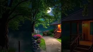 Moonlight Cottage By Lake 🌙 8K Cinematic Night | Peaceful Nature Escape Shorts
