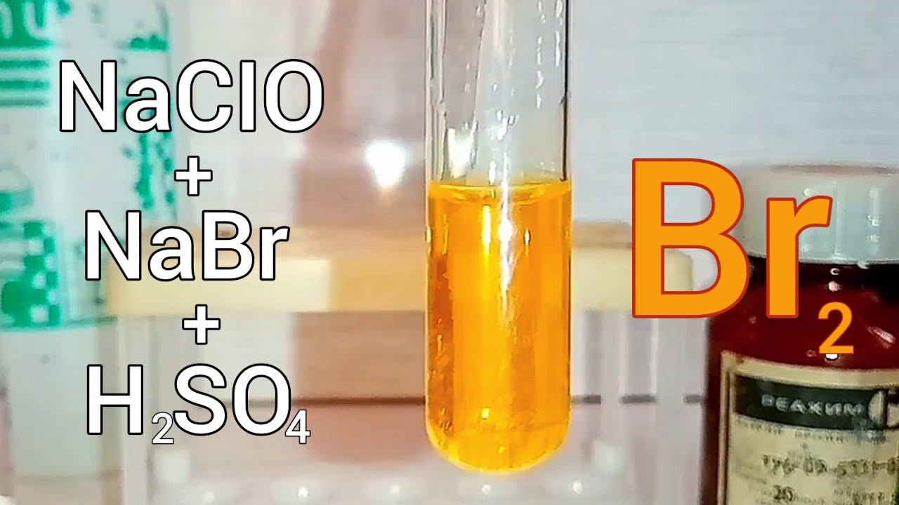 Бромид натрия соляная кислота реакция. Получение брома. Реакция получения брома. Концентрированная серная кислота опыт. Гипохлорит натрия и серная кислота.