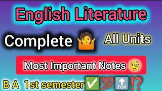 BA English 1st Semester | All Units Important Questions &amp; Notes|Important Questions | BHU, DU, MGKVP