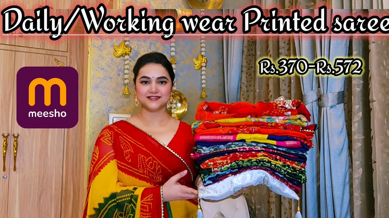 Meesho affordable Printed Daily wear saree Rs.370-Rs.572 @PoojaRikichoyal 