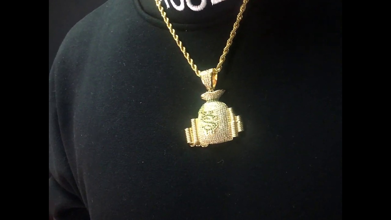 Money Bag Stack Pendant Hip Hop Jewelry On Helloice .Com - YouTube