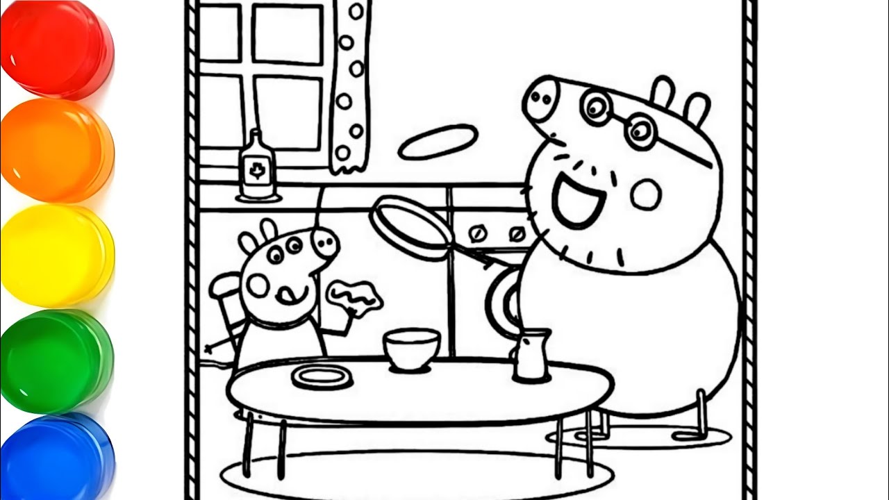 Peppa Pig Kitchen Drawing Easy | Peppa Pig Drawing, Painting and ...