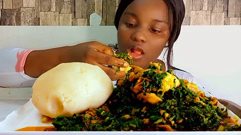Asmr Eating fufu & spinach/vegetables soup mukbang Nigeria/ African food mukbang