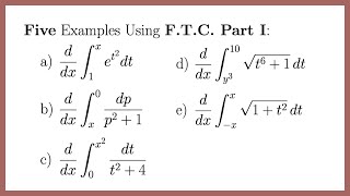 Five Examples Using Part I of the Fundamental Theorem of Calculus