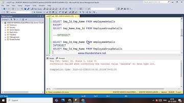 82.SET OPERATORS - EXCEPT,INTERSECT,UNION,UNION ALL OPERATORS IN SQL