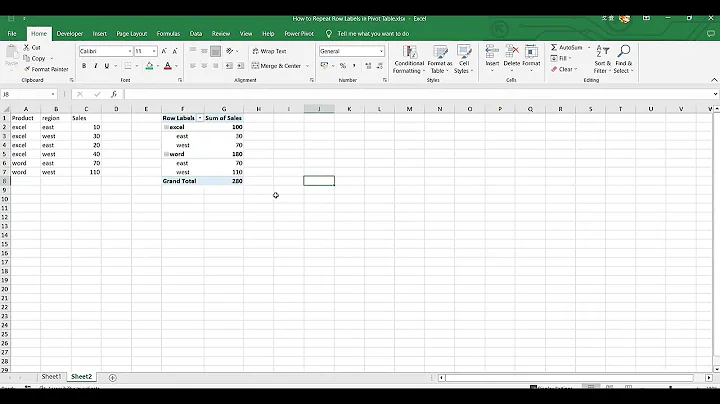 How to Repeat Row Labels in Pivot Table in Excel