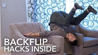 10 Hacks to Learn The BACKFLIP INSIDE your HOUSE