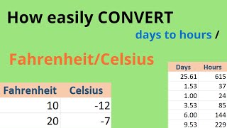 How easily convert days to hours in Excel 🎫 || Convert Fahrenheit to Ceosius in Excel 🤩