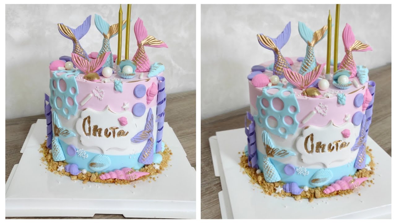 للمبتدئات طريقة تزيين كيك ديزاين حورية البحر (sirène)  بالتفاصيل وبطريقة سهلة🐚