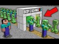 Minecraft NOOB vs PRO: WHY NOOB EXCHANGED BODY CREEPER AND ZOMBIE IN SMART MECHANISM ? 100% trolling