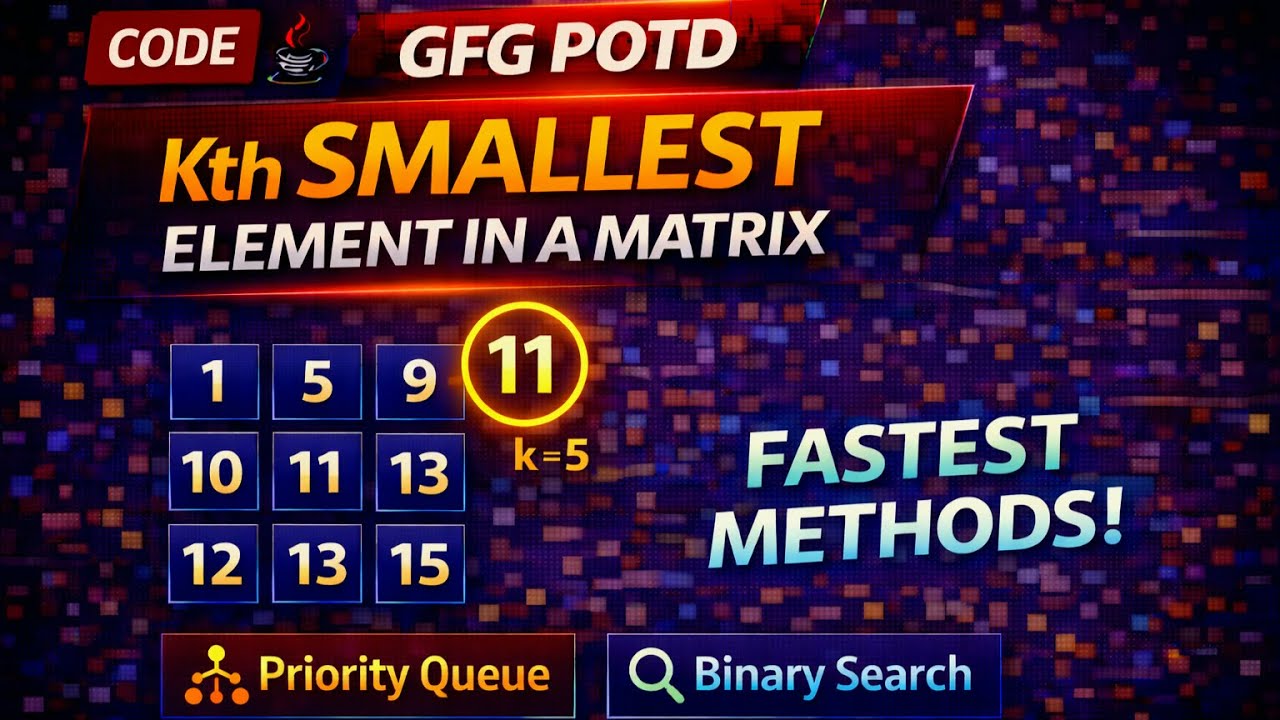 Kth Smallest Element in a Matrix | GFG POTD | Priority Queue & Binary Search | Java