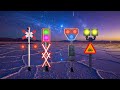 【踏切アニメ】カラフルに光る踏切カンカンとクリスタルに包まれて輝く踏切カンカン♪ A colorfully illuminated railroad crossing ♪