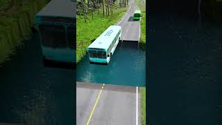 Bus vs water pit #106 | #carsvswaterpit #beamngdrive #doubleflatbedtrailertruckvsspeedbumps