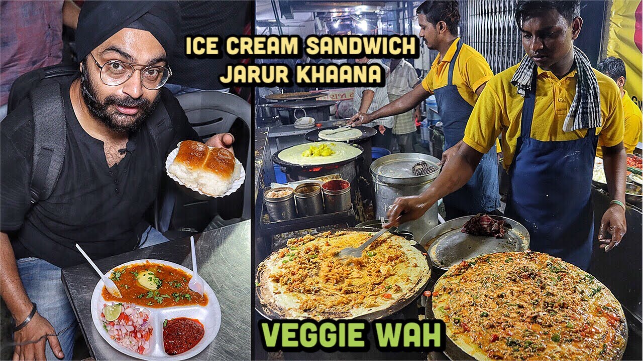 Manek Chowk - Most famous LATE NIGHT street food in Ahmedabad | Manekchowk Food Market | Veggie Wah