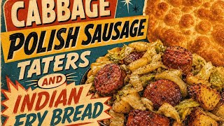 Country Comfort food! Cabbage, Polish Sausage,Taters & Indian Fry Bread 