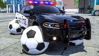 Sergeant Lucas' police car and soccer ball-Replacing a soccer ball wheel - Wheel City Heroes Cartoon