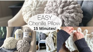 How to Hand Knit a Chenille Round Ball Pillow in 15 min!